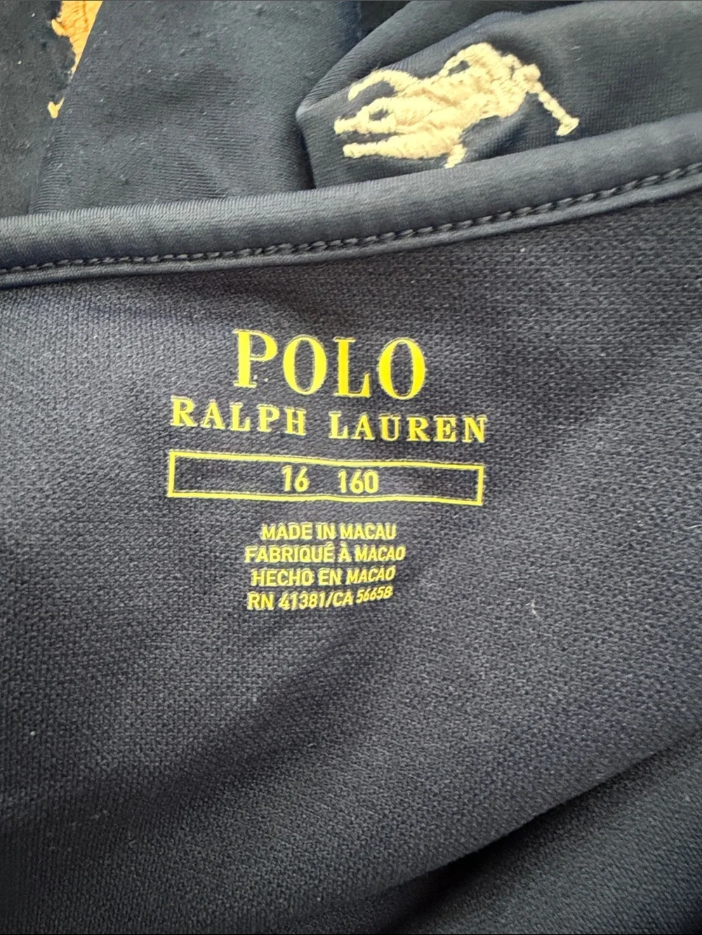 Ralph Lauren Navy One-Piece Swimsuit with Multicolor Pony Logos Size 16 Girls